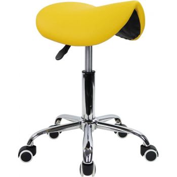 Rolling Saddle Stool and Swivel Adjustable Rolling Stool with Wheels Salon Chair 